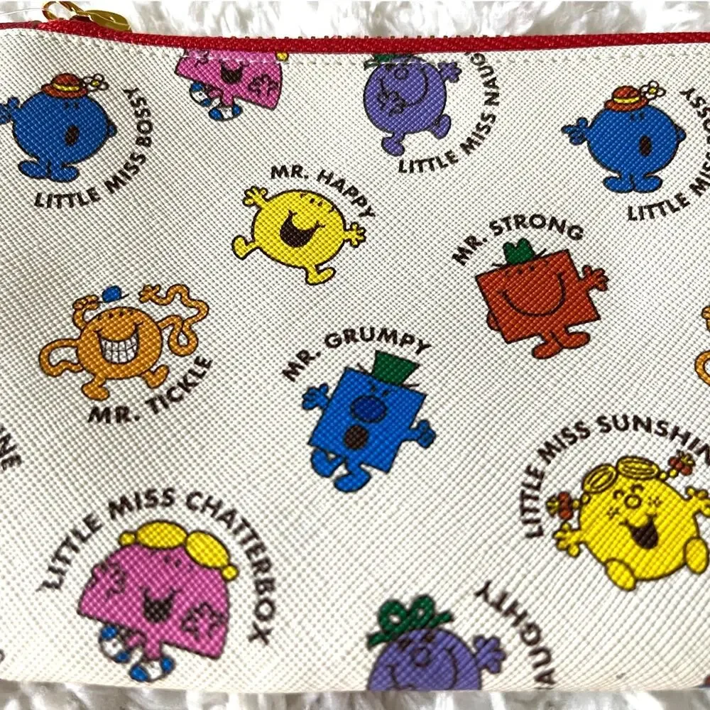 Mr Men Little Miss ZIpper Pencil Pouch Case NEW White Multicolor School Work Fun